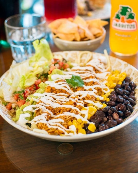 Spicy chicken tinga bowl.