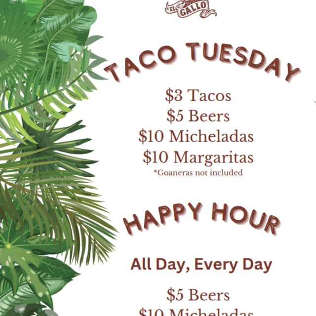 🌮 Taco Tuesday + Happy Hour! 🍻